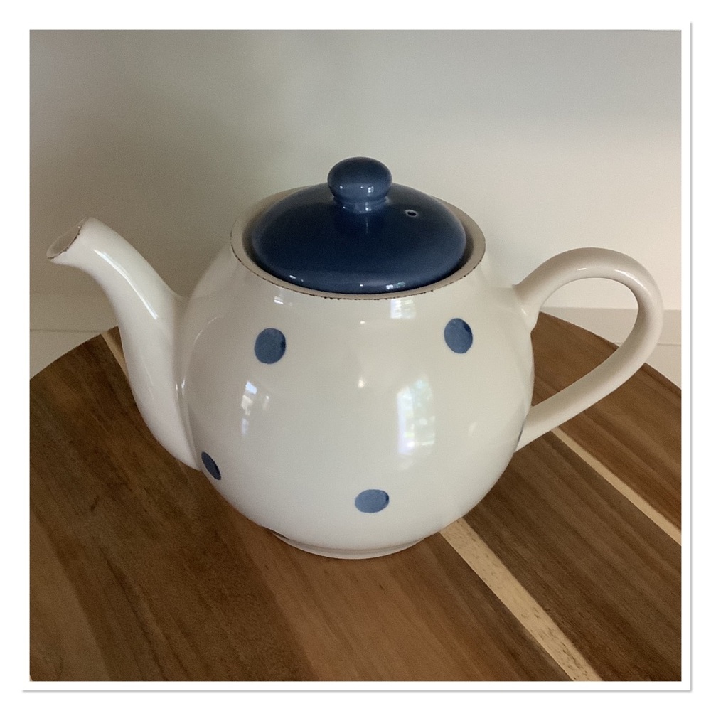 Blue and White Polka Dot Teapot